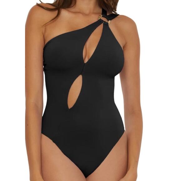 Soluna Tahiti Asymmetric one piece bathing suit black size X-Large XL - Picture 1 of 7